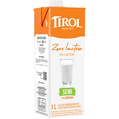 LEITE UHT SEMIDESNATADO ZERO LACTOSE TIROL 1L