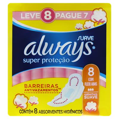 ABSORVENTE COM ABAS SUAVE ALWAYS 8UN