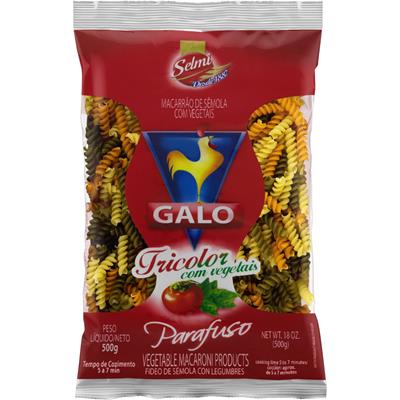 MACARRÃO TRICOLOR COM VEGETAIS PARAFUSO GALO 500G