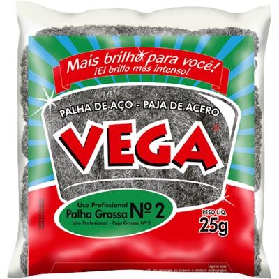 PALHA DE AÇO PROFISSIONAL GROSSA N°2 VEGA 25G