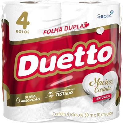 PAPEL HIGIÊNICO FOLHA DUPLA 30M DUETTO 4UN