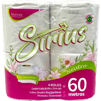 PAPEL HIGIÊNICO NEUTRO 60M X 10CM SIRIUS 4UN
