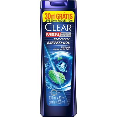 SHAMPOO ANTICASPA ICE COOL MENTHOL CLEAR MEN 200ML