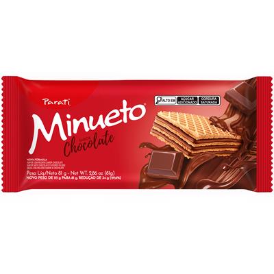 BISCOITO WAFER RECHEIO CHOCOLATE MINUETO 81G