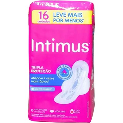 ABSORVENTE TRIPLA PROTEÇÃO COM ABAS INTIMUS 16UN