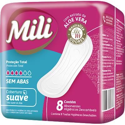 ABSORVENTE SEM ABAS COM COBERTURA SUAVE MILI 8UN