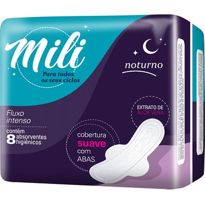 ABSORVENTE NOTURNO COM ABAS COM ALOE VERA MILI 8UN