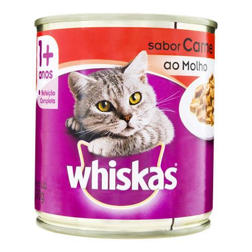 RAÇÃO WHISKAS ADULTO CARNE AO MOLHO LATA 290G