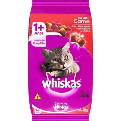 RAÇÃO PARA GATO ADULTO SABOR CARNE WHISKAS 500G