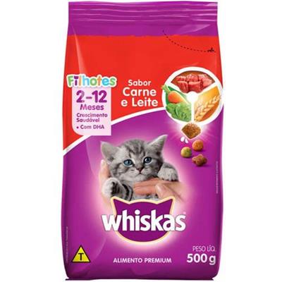 RAÇÃO PARA GATO FILHOTE CARNE E LEITE WHISKAS 500G