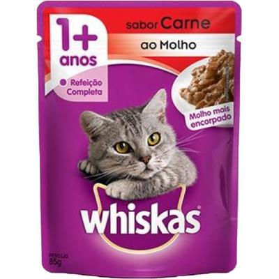 RAÇÃO ÚMIDA PARA GATO ADULTO CARNE WHISKAS 85G