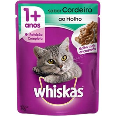 RAÇÃO DE GATO ADULTO CORDEIRO AO MOLHO WHISKAS 85G