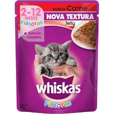 RAÇÃO ÚMIDA GATO FILHOTE JELLY CARNE WHISKAS 85G