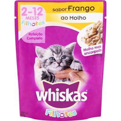 RAÇÃO ÚMIDA GATO FILHOTE FRANGO MOLHO WHISKAS 85G