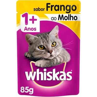 RAÇÃO DE GATO ADULTO FRANGO AO MOLHO WHISKAS 85G