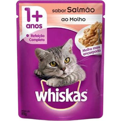 RAÇÃO DE GATOS SABOR SALMÃO AO MOLHO WHISKAS 85G