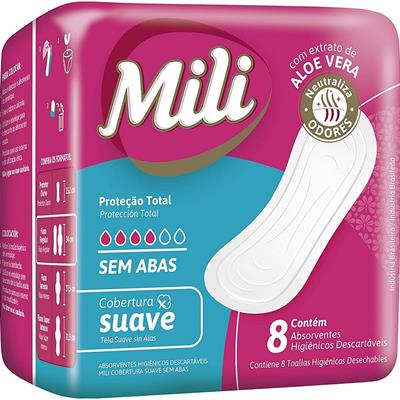 ABSORVENTE SEM ABAS SUAVE PROTEÇÃO TOTAL MILI 8UN