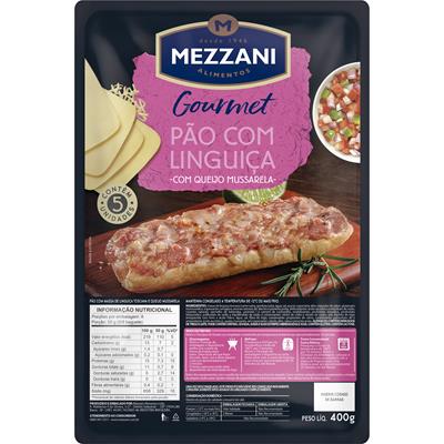 PÃO COM LINGUIÇA E QUEIJO MUSSARELA MEZZANI 400G
