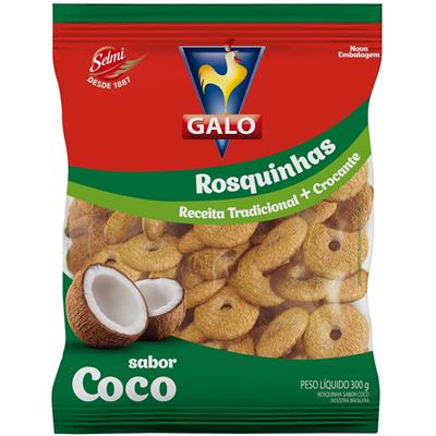 BISCOITO ROSQUINHA SABOR COCO GALO 300G