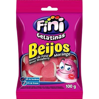 BALA DE GELATINA BEIJOS SABOR MORANGO FINI 100G