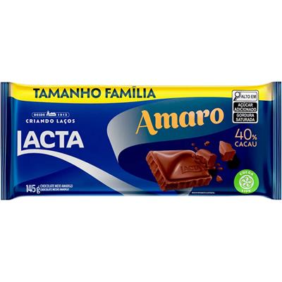 CHOCOLATE MEIO AMARO 40% CACAU LACTA 145G
