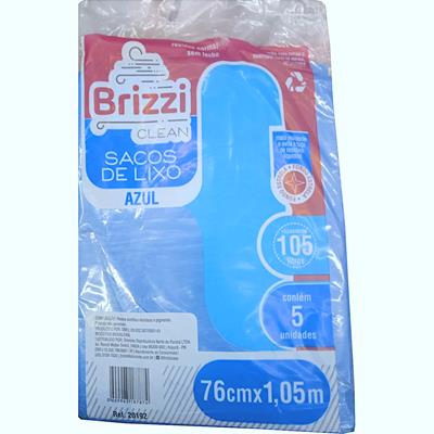 SACO DE LIXO AZUL 105L CLEAN BRIZZI 5UN