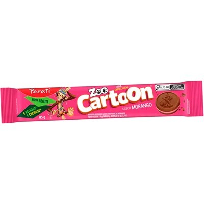 BISCOITO RECHEADO MORANGO ZOO CARTOON PARATI 85G