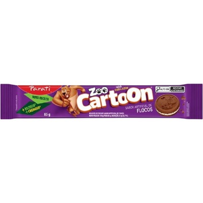 BISCOITO RECHEADO FLOCOS ZOO CARTOON PARATI 85G