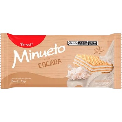 BISCOITO WAFER SABOR COCADA MINUETO PARATI 73G