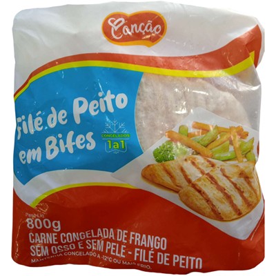 FILÉ DE PEITO DE FRANGO BIFE CONGELADO CANÇÃO 800G