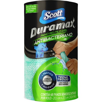 PANO REUTILIZÁVEL EM ROLO VERDE DURAMAX SCOTT 48UN