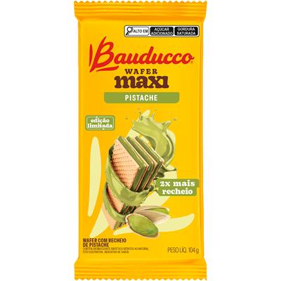 BISCOITO WAFER MAXI RECHEIO PISTACHE BAUDUCCO 104G
