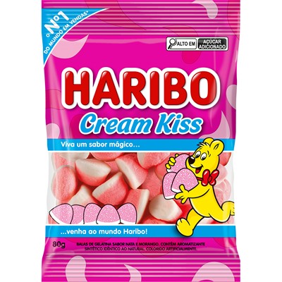 BALA DE GELATINA NATA E MORANGO HARIBO 80G