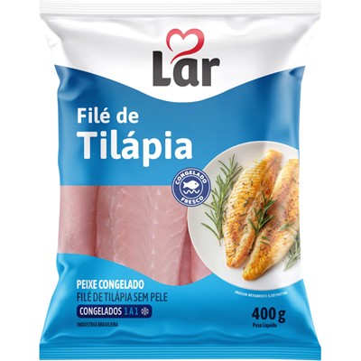 PEIXE FILÉ DE TILÁPIA SEM PELE CONGELADO LAR 400G