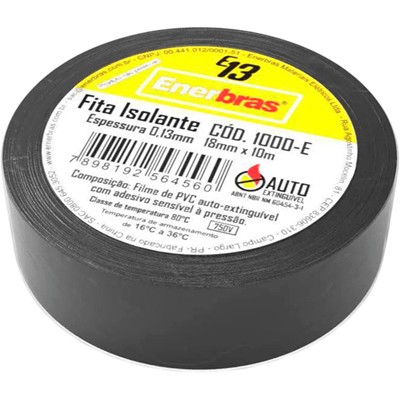 FITA ISOLANTE PRETA 18 X 10M ENERBRAS 1UN