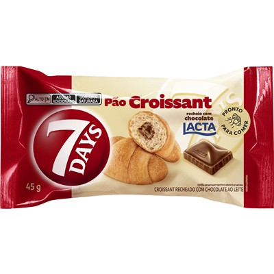 PÃO CROISSANT CHOCOLATE AO LEITE LACTA 7DAYS45G