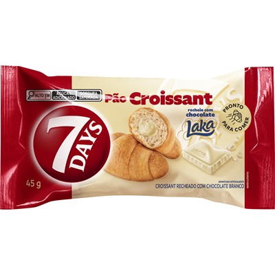 PÃO CROISSANT CHOCOLATE BRANCO LAKA 7DAYS 45G