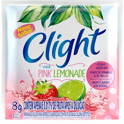SUCO EM PÓ PINK LEMONADE ZERO AÇÚCAR CLIGHT 8G