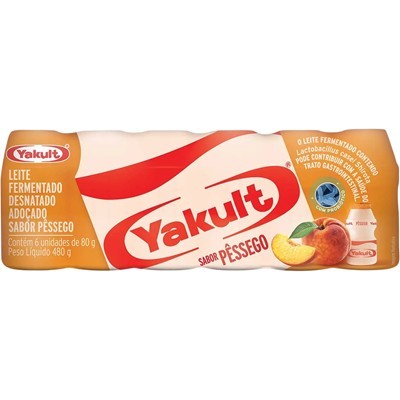 LEITE FERMENTADO SABOR PÊSSEGO YAKULT 80G 6UN