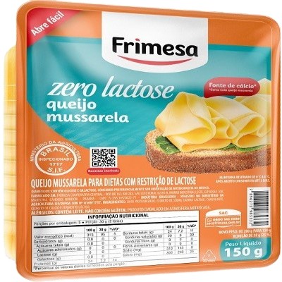 QUEIJO MUSSARELA FATIADO ZERO LACTOSE FRIMESA 150G