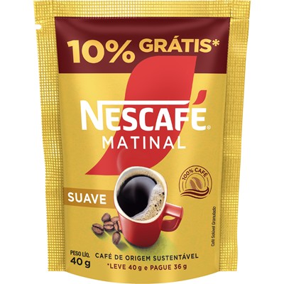 CAFÉ SOLÚVEL GRANULADO SUAVE NESCAFÉ 40G