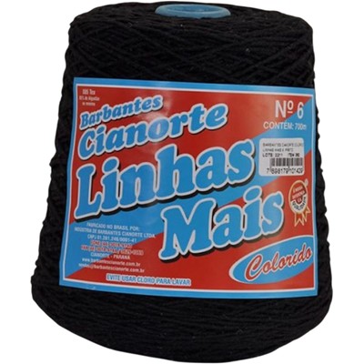 BARBANTE LINHA COR PRETO N6 CIANORTE 700M