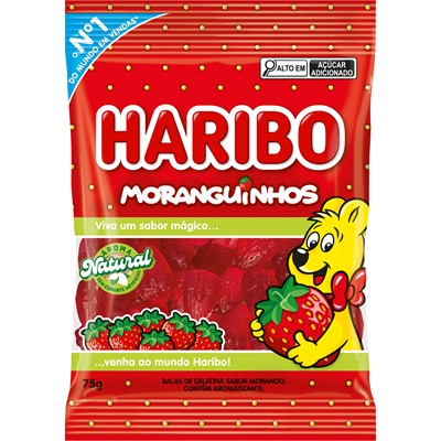 BALA DE GELATINA MORANGUINHOS HARIBO 75G