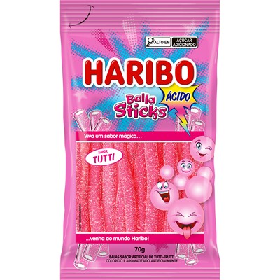 BALA TUTTI FRUTTI ÁCIDO BALLA STICKS HARIBO 70G