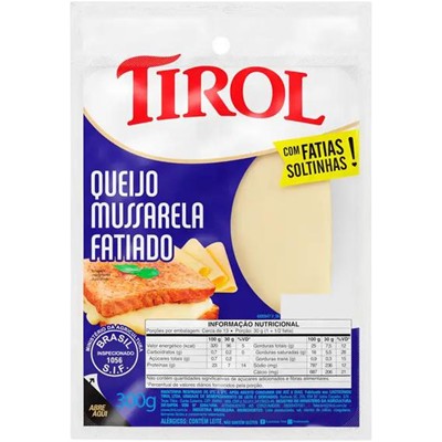 QUEIJO MUSSARELA FATIADO TIROL 300G