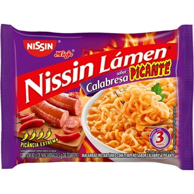MACARRÃO SABOR CALABRESA PICANTE NISSIN LÁMEN 85G