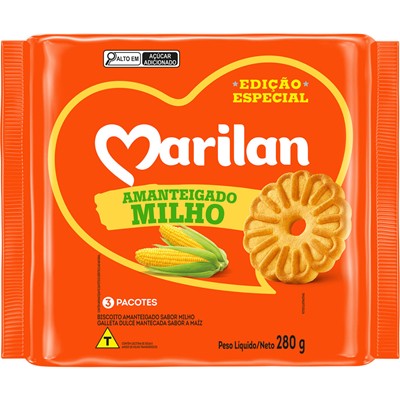 BISCOITO AMANTEIGADO SABOR MILHO MARILAN 280G