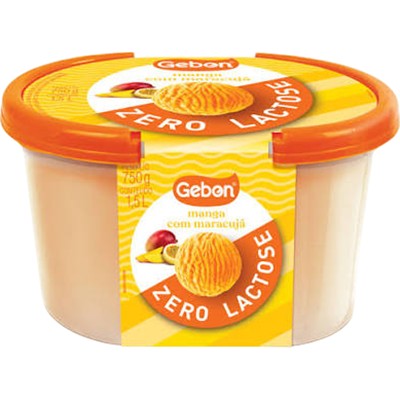 SORVETE ZERO LACTOSE MANGA COM MARACUJÁ GEBON 1,5L