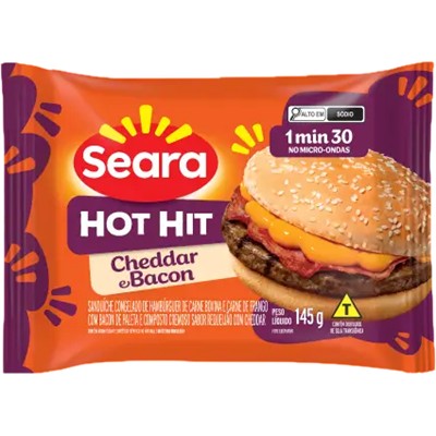SANDUÍCHE DE CHEDDAR COM BACON HOT HIT SEARA 145G