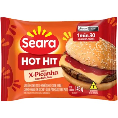 SANDUÍCHE HOT HIT SABOR X-PICANHA SEARA 145G
